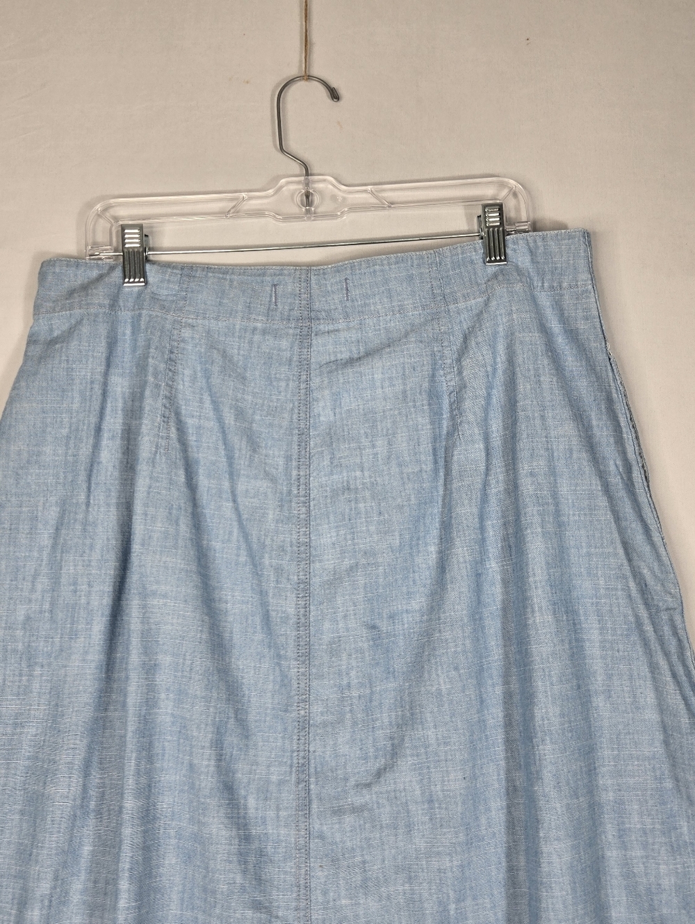 Madewell Chambray Midi Skirt sz 14 Blue Weatherly Wash Button Front Pockets NEW - Picture 13 of 16